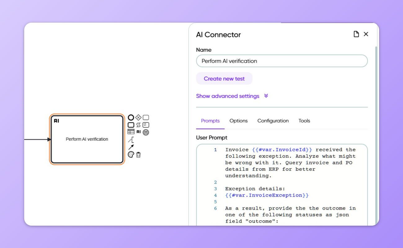 Example of Native AI Task being used as part of a Frends Process.